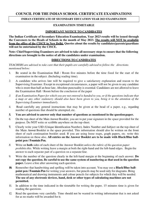 ICSE ISC Time Table 2023 : आईसीएसई और आईएससी परीक्षा का टाइम टेबल जारी ...