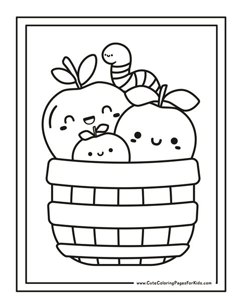 Apple Basket Coloring Page Apple Coloring Pages