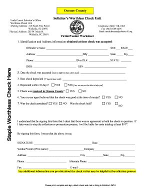 Fillable Online Oconee County Victim/Vendor Worksheet - Office of the ...
