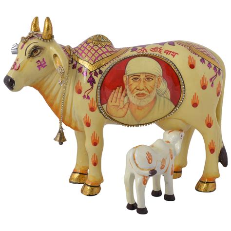 Rural Craft Sai Baba Kamdhenu Cow Polyresin Statue (26 cm X 10 cm X 21 ...