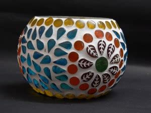 Pms enterprise Glass Mosaic Tealight Candle Holder, Diwali Gift, Best ...
