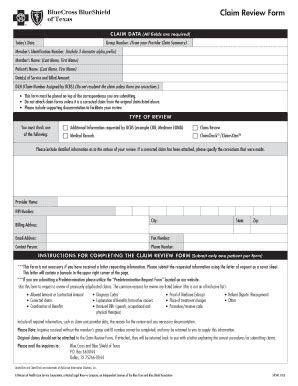 Bcbs Claim Review Form - Fill and Sign Printable Template Online