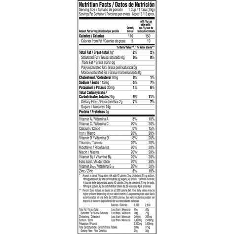 Fruit Loops Nutrition Label
