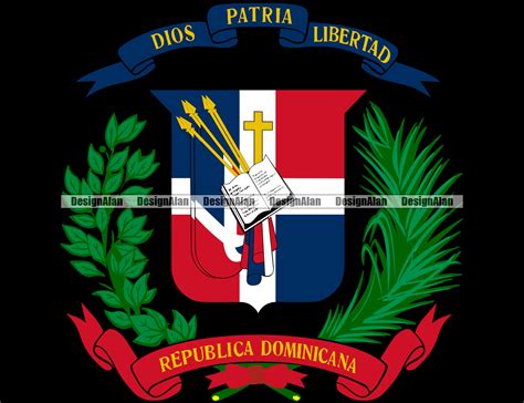 Dominican Republic Flag Coat of Arms Emblem Badge Icon Dominica Spanish ...