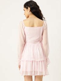 Rue Collection Puff Sleeves Sweetheart Neck Layered Chiffon A-Line Dre ...