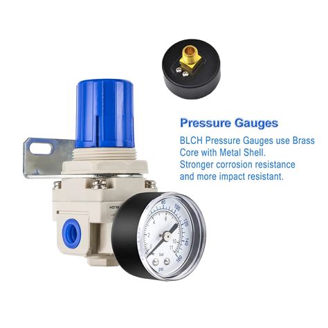 Buy BLCH 1/4 NPT Air Pressure Regulator - Air Regulator for Compressor ...
