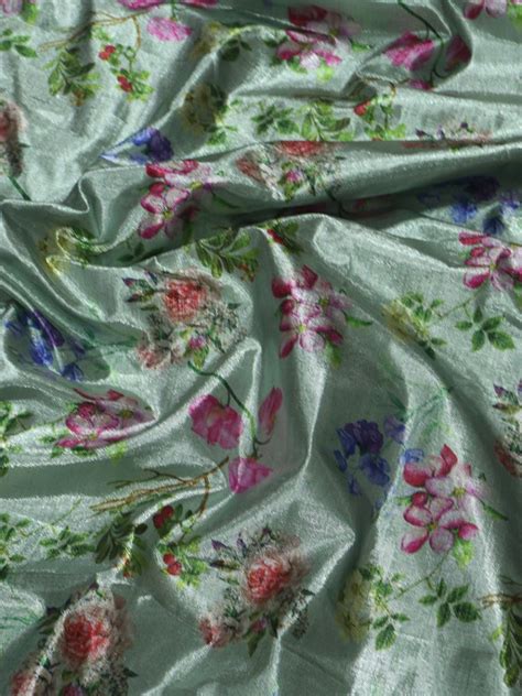 Green Digital Printed Tissue Lorex Fabric ( 1 Mtr ) - Luxurionworld