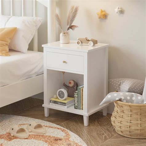 Anmytek 24" H Mid-Century Modern Wood Nightstand End Table with Storage ...