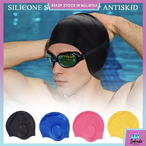 Waterproof Swimming Cap Swim Cap Water Resistant Topi Renang Kalis Air ...