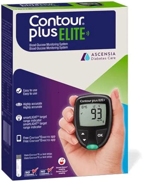 Contour Plus Elite Blood Glucose Monitoring System with 20 free Strips ...