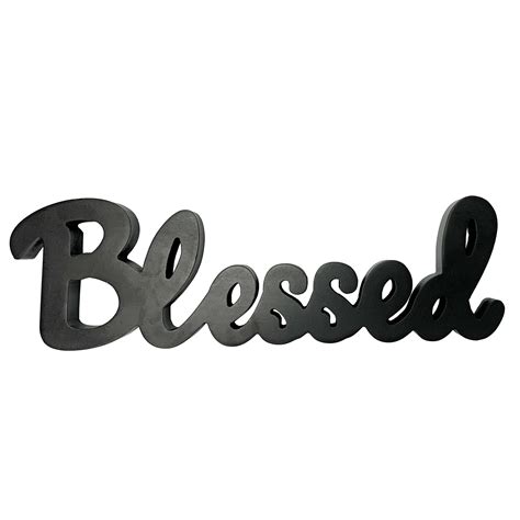 Buy GUM Hanging Black Wood Words Blessed Cut-Out Sign Wall Decor Free ...
