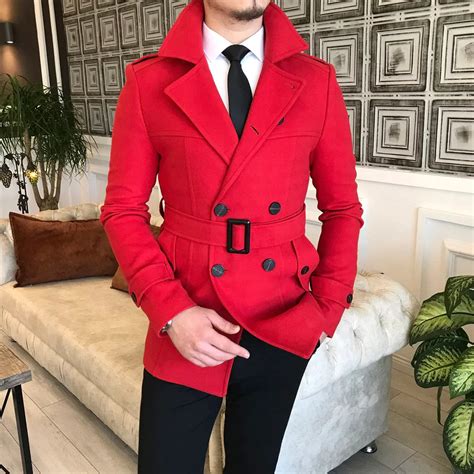 Arctic Red Winter Woolen Double Breasted Men's Over Coat by ITALIAN ...