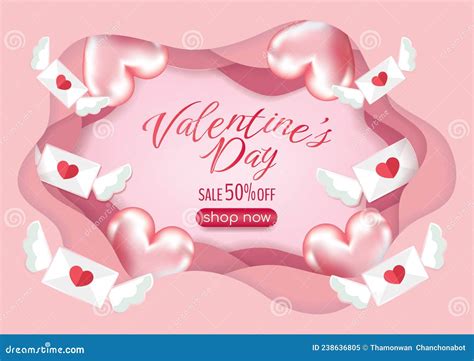 Happy Valentines Day Banner Design Stock Vector - Illustration of ...