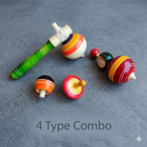 4 types wooden top combo – Toystorey