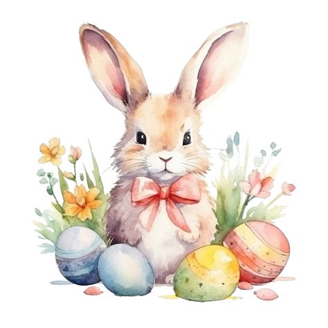 Cute Easter Bunny Watercolor, Bunny, Watercolor, Easter PNG Transparent ...