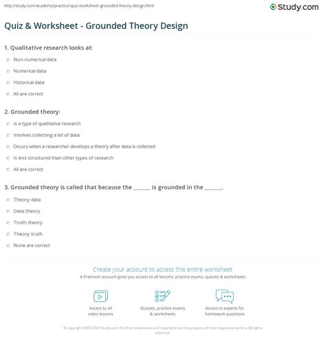Quiz & Worksheet - Grounded Theory Design | Study.com - grounded in research meaning