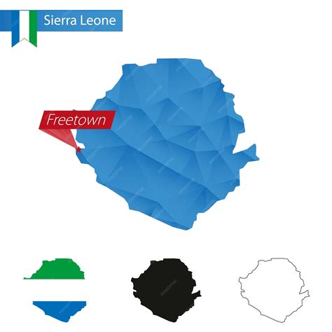 Premium Vector | Sierra leone blue low poly map with capital freetown