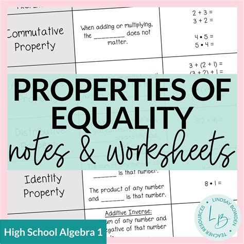 1. Explore Properties of Equality Worksheets | Math Practice