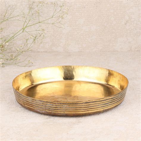 DOKCHAN Handcrafted Brass 4 Inch thali for Sweets Home DÉCOR Pooja ...