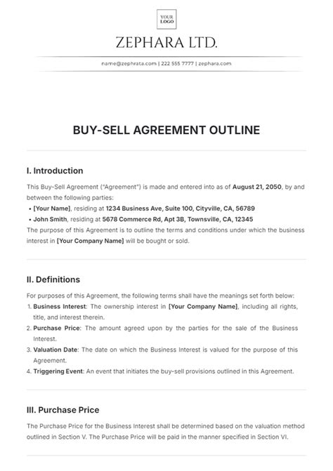 Free Buy Sell Agreement Templates, Editable and Printable