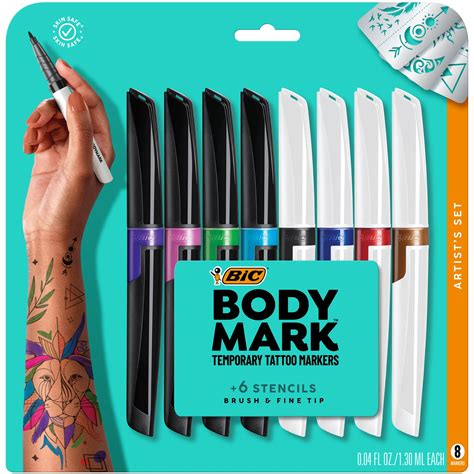 Bic Bodymark Temporary Tattoo Markers For Skin Artists Set Mixed ...