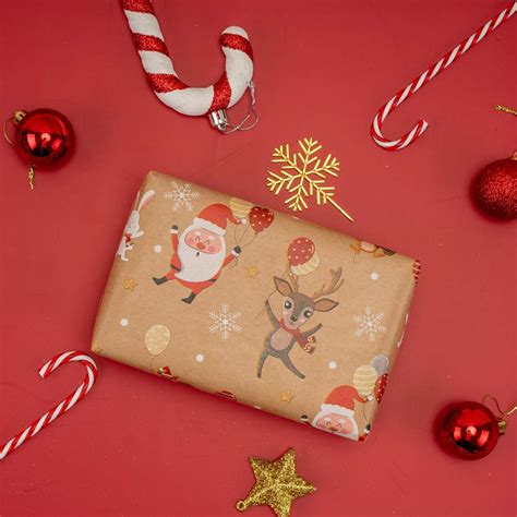 Buy RUSPEPA Christmas Wrapping Paper, Kraft Paper - Dancing Santa Claus ...