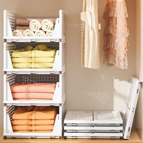 Amazon.com: SNSLXH Stackable Closet Storage Basket 4 Pack ...