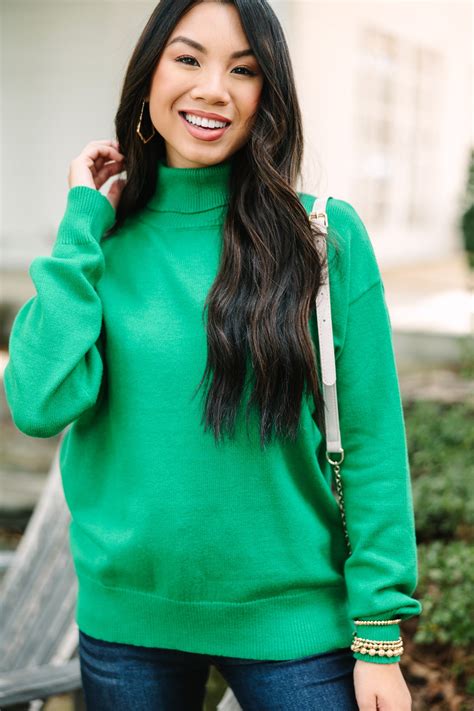 Feeling Your Best Kelly Green Turtleneck Sweater – Shop the Mint