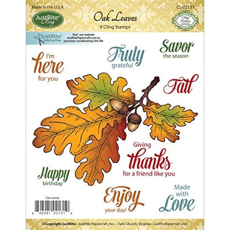 Buy Justrite Papercraft 3.5 by 4-Inch Cling Stamp Set, Mini, Oak Leaves ...