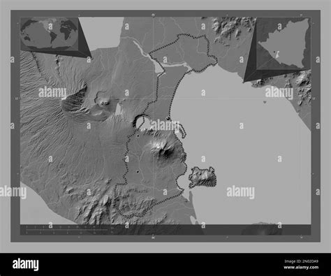 Granada, department of Nicaragua. Bilevel elevation map with lakes and ...