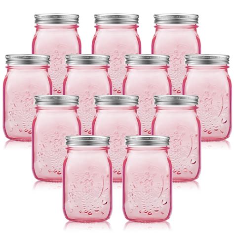 Amazon.com: 12 Pieces 32 oz Colored Mason Jars Glass Mason Jars with ...