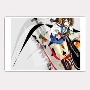 Hawtskin Haruhi Anime Girl On Cycle 18X12 Inch Ready To Stick Poster ...