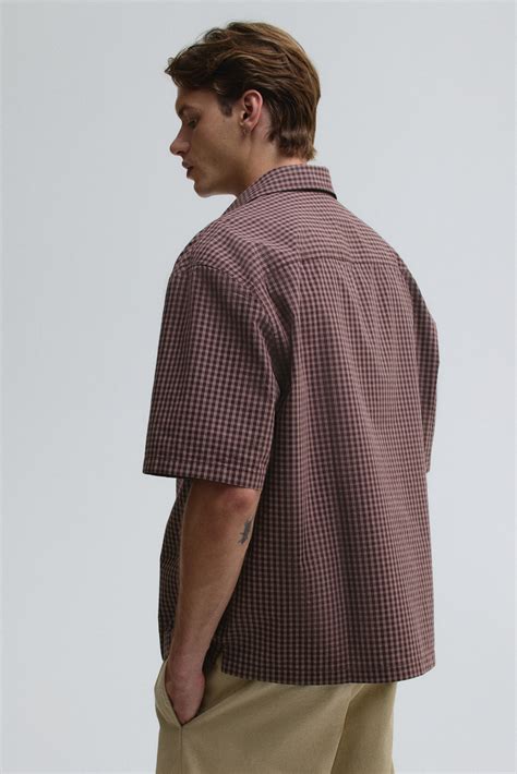 Regular Fit Short-sleeved shirt - Brown/Checked - Men | H&M IN