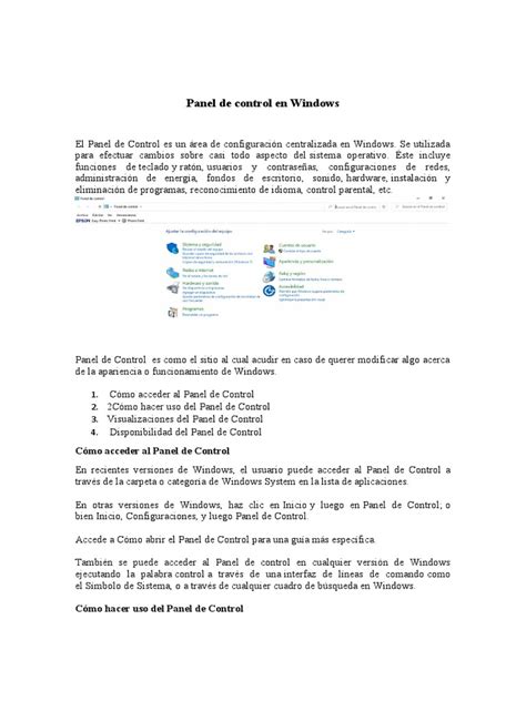 Gestión del Panel de Control y limitaciones