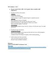SDS lab 5.docx - SDS Summary: Lab 5 Benzoic Acid C7H6O2 MW: 122.12 g ...
