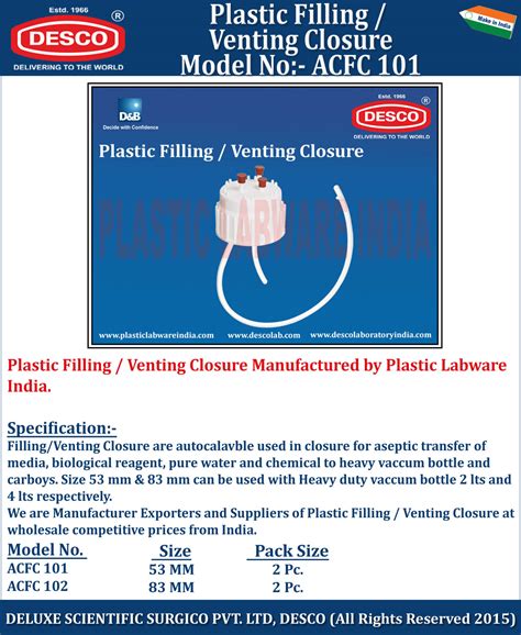 Plastic Filling/Venting Closure - Manufacturers, Exporters and ...