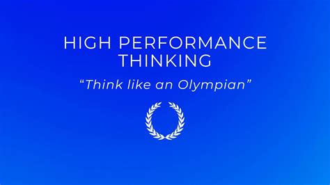 High Performance Thinking - Think like an Olympian, Australian ...
