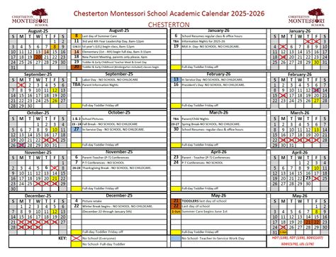 School Calendar (Chesterton)