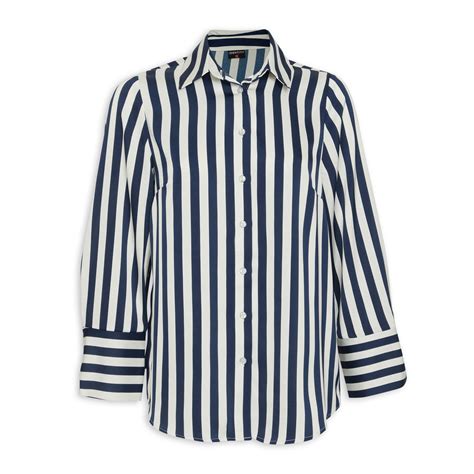 White and Navy Striped Shirt (3153264) | Identity