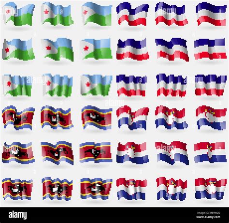 Djibouti, Los Altos, Swaziland, Croatia. Set of 36 flags of the ...