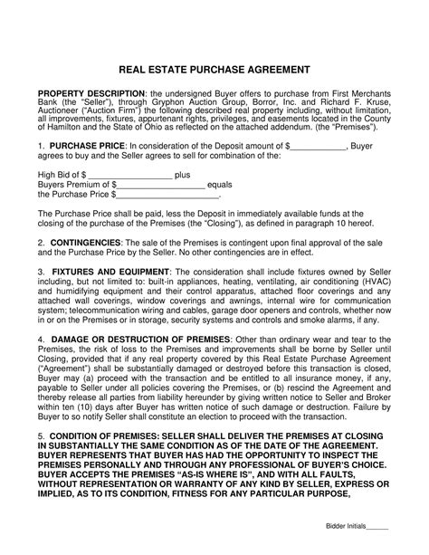 Free Printable Real Estate Purchase Agreement Templates [Word, PDF]