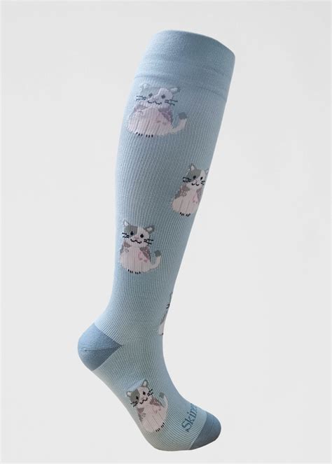 Skinergy Single Pair Socks Skinergy Grey and White Cats Print ...