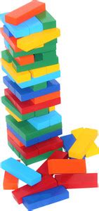 shy shy 54 Wooden Multicolour Building Blocks Game With 2 Wooden Dice ...