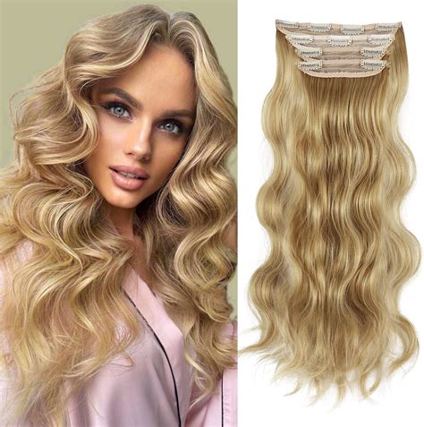 Amazon.com : 4PCS Clip in Hair Extensions 20Inch Long Wavy Hair ...