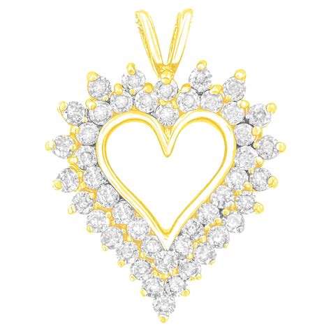 Yellow Gold Plated Sterling Silver 1/2 Ct Treated Diamond Heart Pendant ...