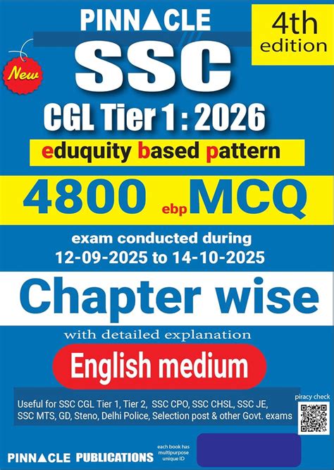 Pinnacle SSC CGL Tier 1 2026 Book 4800 Eduquity Based Pattern MCQ ...