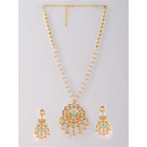 Buy DASTOOR Womens Gold Plated Blue Designer Necklace Set Online