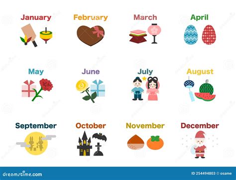 Illustration of Calendar. a Monthly Event in Japan for a Year Stock ...