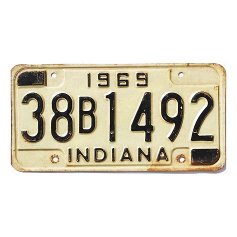 1969 Indiana License Plate #38B1492 | Real Old IN YOM Plates