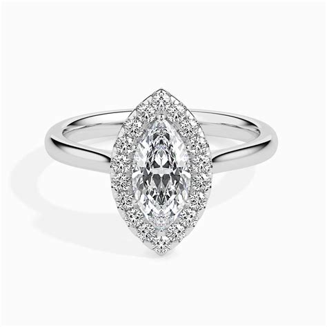 30-Pointer Marquise Cut Solitaire Halo Diamond Platinum Ring JL PT 190 ...